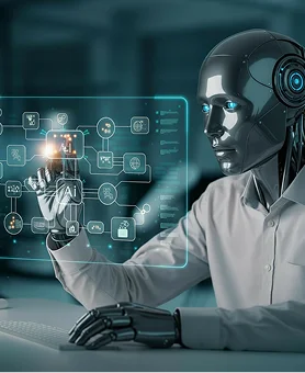 Hand holding a glowing AI chip surrounded by connected system icons