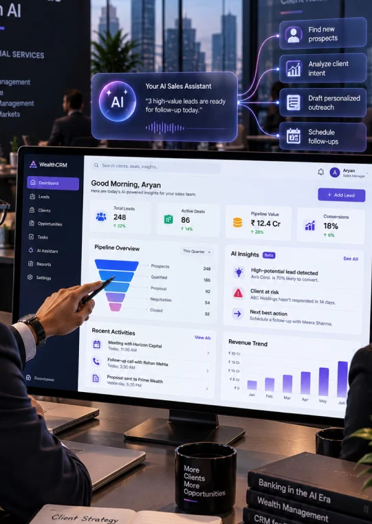 CRM-connected sales assistant that scopes answers to the authenticated representative