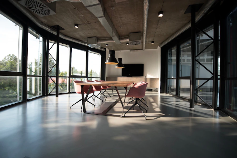 Modern smart office interior connected to building management systems