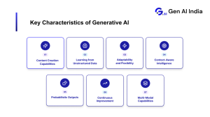 Key characteristics of Generative AI for content, learning, and flexible outputs