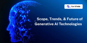 Future of Generative AI showing creative tools, smart tech and growth